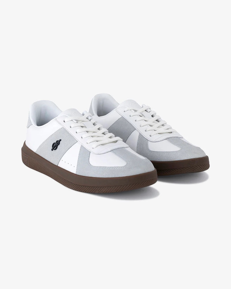 Woxxel Men's Premium White Leather & Suede Casual Sneakers with Gum Sole | Lightweight Lace-Up Fashion Shoes | Comfortable Everyday Footwear