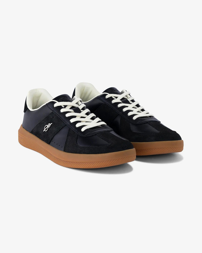 Woxxel Men's Premium Black Leather & Suede Casual Sneakers with Gum Sole | Lightweight Lace-Up Fashion Shoes | Comfortable Everyday Footwear