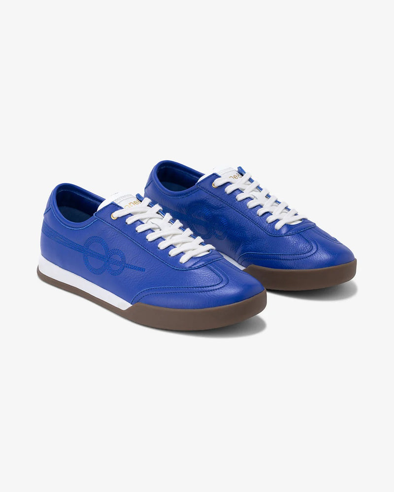 Woxxel Men's Premium Royal Blue Leather Casual Sneakers | Lightweight Lace-Up Fashion Shoes | Comfortable Everyday Footwear