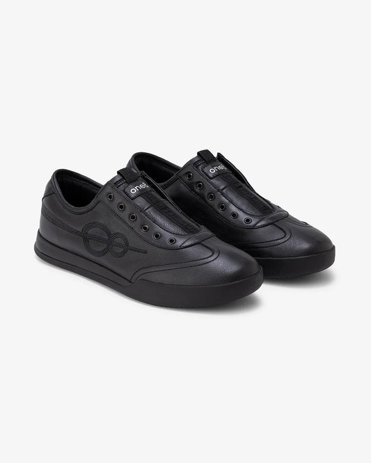 Woxxel Men's Premium Black Leather Slip-On Casual Sneakers | Lightweight Comfort Everyday Fashion Shoes