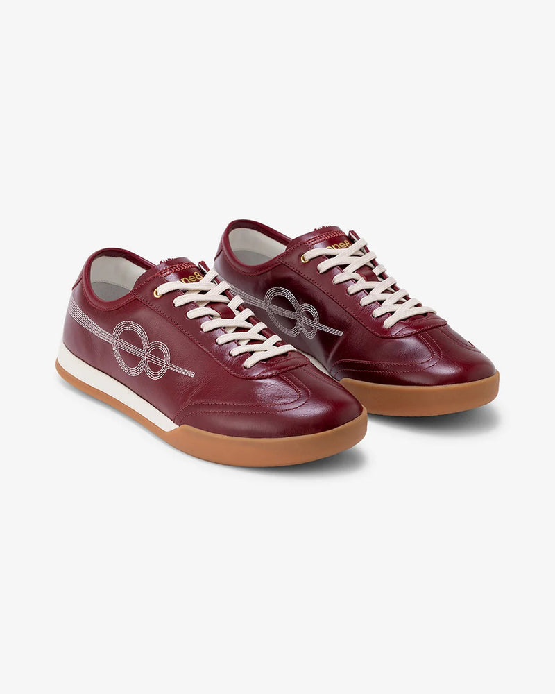 Woxxel Men's Premium Burgundy Leather Casual Sneakers | Lightweight Lace-Up Fashion Shoes | Comfortable Everyday Footwear