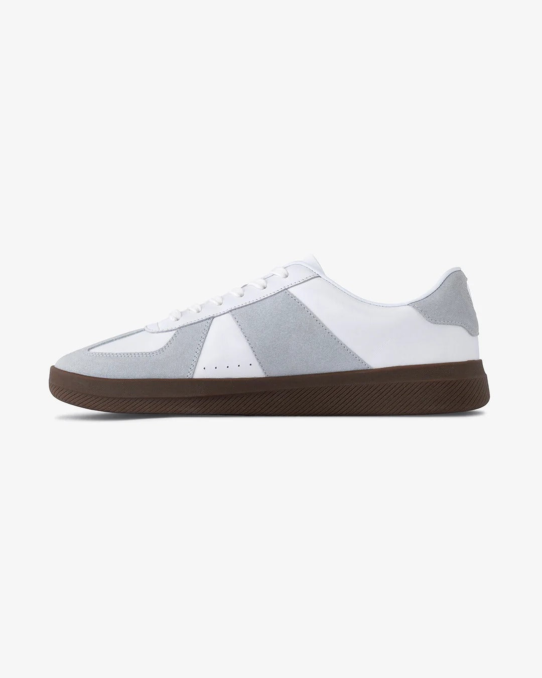 Woxxel Men's Premium White Leather & Suede Casual Sneakers with Gum Sole | Lightweight Lace-Up Fashion Shoes | Comfortable Everyday Footwear