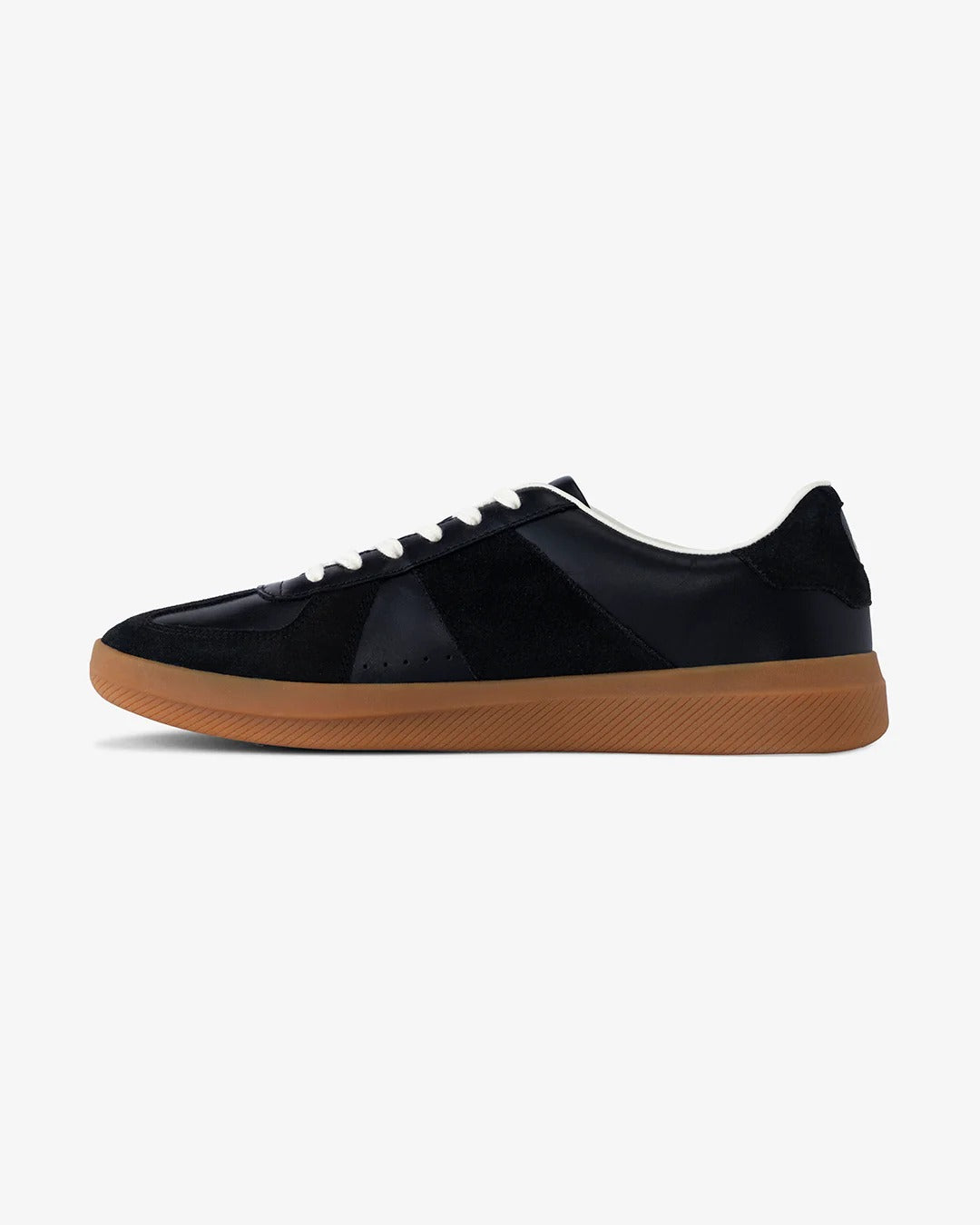Woxxel Men's Premium Black Leather & Suede Casual Sneakers with Gum Sole | Lightweight Lace-Up Fashion Shoes | Comfortable Everyday Footwear