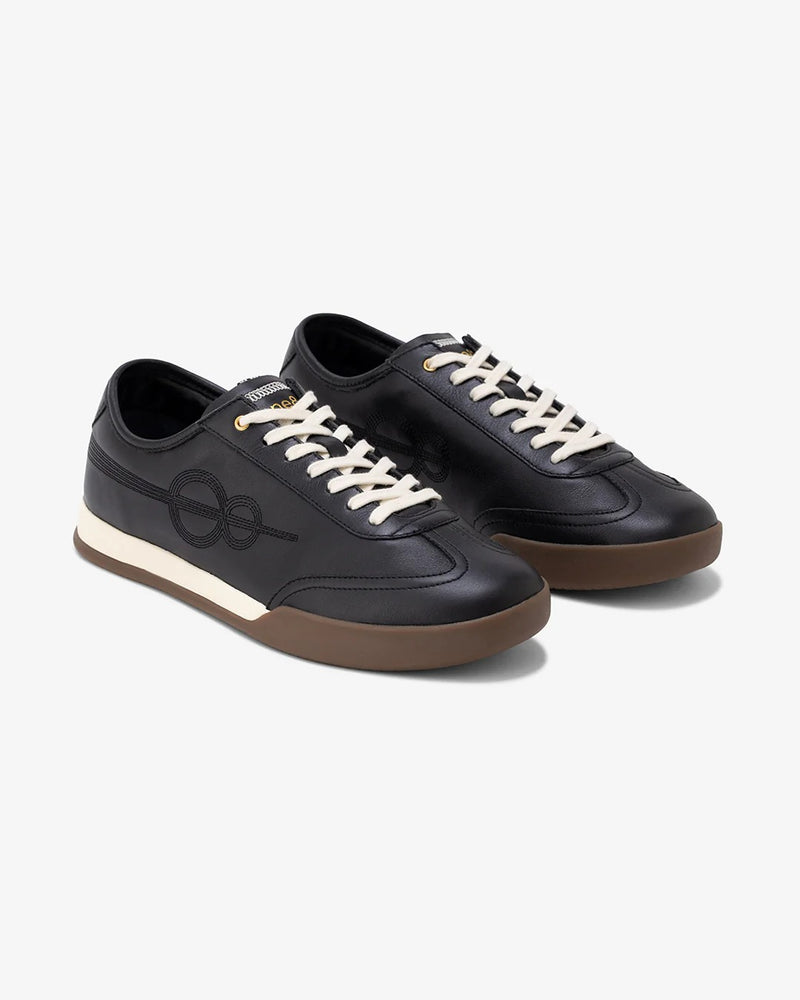 Woxxel Men's Premium Black Leather Casual Sneakers with Gum Sole | Lightweight Lace-Up Fashion Shoes | Comfortable Everyday Footwear